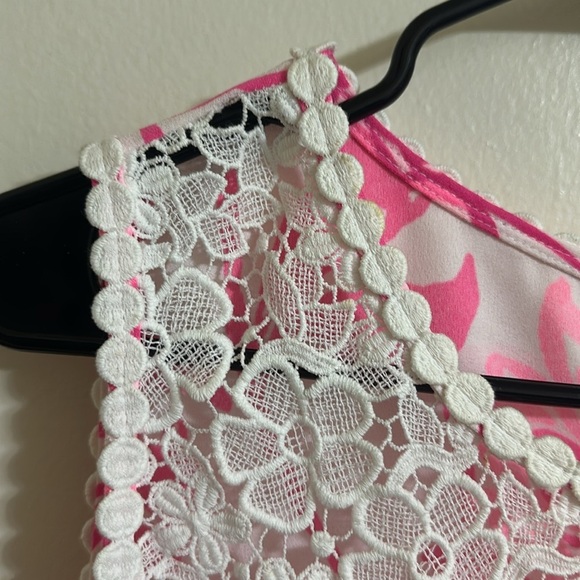 NWT Lilly Pulitzer Caliente Pink White Floral Nala Lace Trimmed Shift Dress 12 - Picture 9 of 9